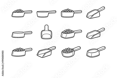 Design finish food feeding scoop smooth portion icon vector kitchen pet