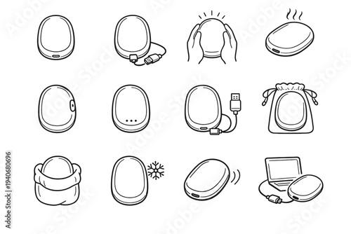 Understated warmer shell refined usb hand seams icon vector concept elegant outline