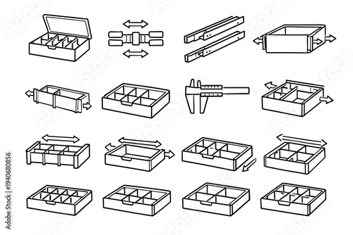 Sliding vector length icon icons separator precise side neat telescopic drawer