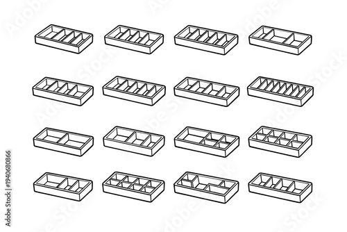 Practical icon optimized aid organizer concept geometry modern vector icons storage drawer
