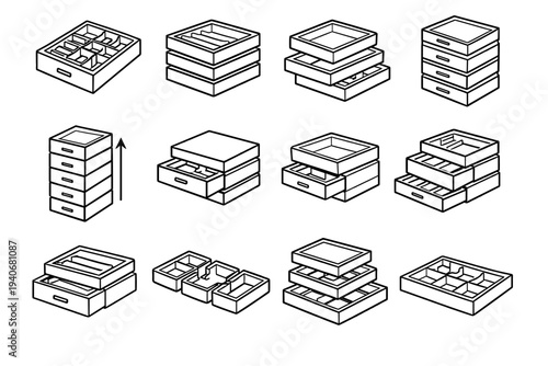 Tray icon vector organization expansion vertical stackable drawer neat modular jewelry