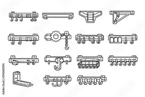 Wall organizer durability support modern icon clean form refined vector tool accessory