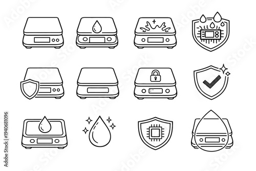 Clean sealed scale icon modern icons body reliability vector digital sealing feature