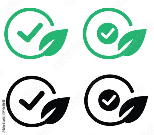 Eco-Friendly Certification: A collection of eco-friendly certification marks, displaying the message of sustainability and environmental responsibility. 