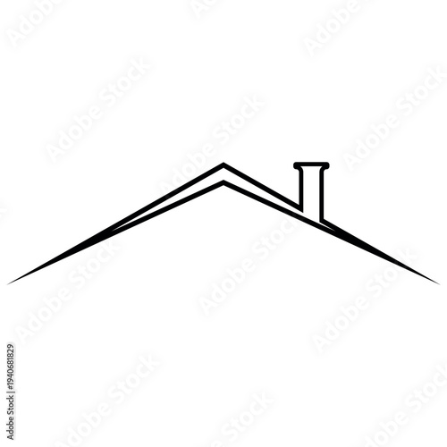 Minimalist house chimney roof silhouette icon, real construction estate logo