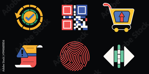 Wallpaper Mural Fintech Security and Payment Technology Flat Color Icon Set Torontodigital.ca