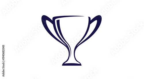 Minimalist Trophy Cup Award Outline Icon on White Background