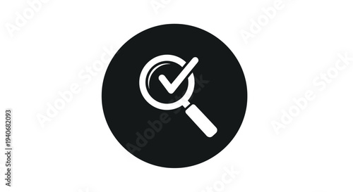 Verified Search Magnifying Glass Icon in Black Circle