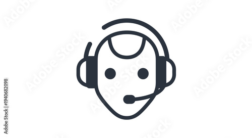 Customer Support Headset Operator Line Icon