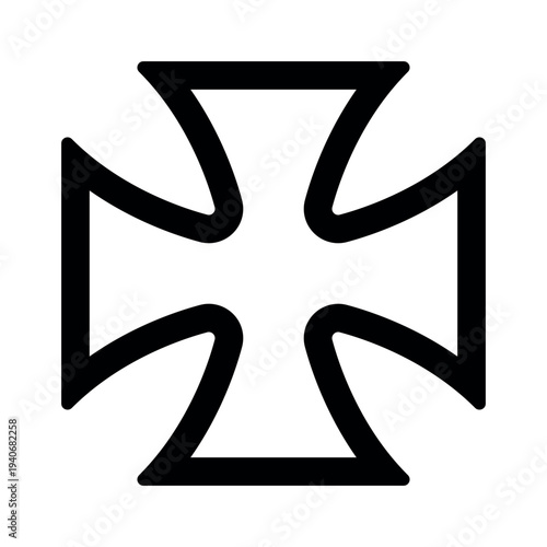 Maltese cross military, heraldic geometric symbol bold black heraldry
