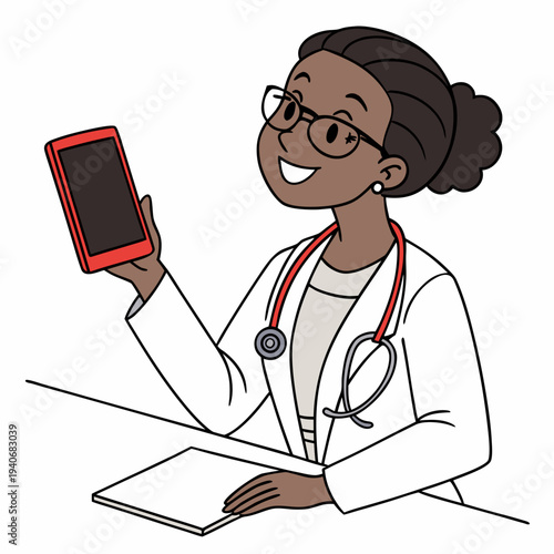 Female doctor with tablet and stethoscope