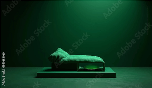 An empty classroom interior design featuring a blank green chalkboard with a wood frame texture for a school lesson or education study