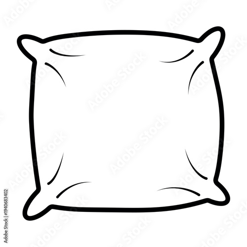 Minimalist cartoon pillow icon, bedding silhouette, sleep comfort sketch design