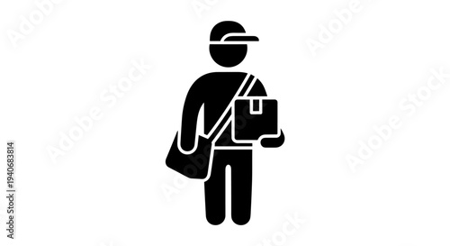 Delivery Person Icon Holding Package