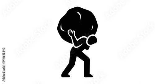 Person Carrying Heavy Burden Icon Silhouette