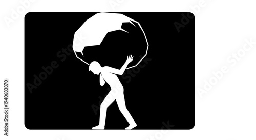 Silhouette of Man Bearing a Heavy Burden