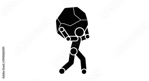 Stick Figure Carrying Heavy Rock Burden