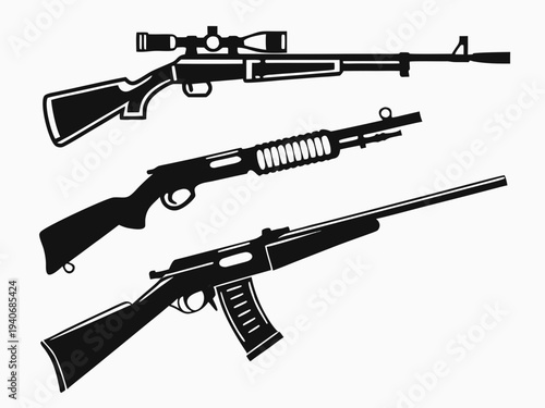 Modern firearms collection for commercial use in design projects