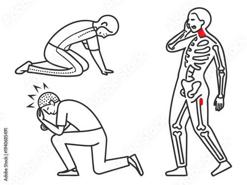 People experiencing pain and discomfort in neck and back