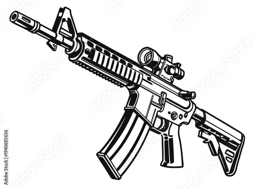 Modern tactical rifle with scope for precision shooting