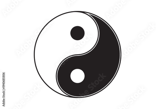 Black and white YinYang symbol with distinct dividing line and two small contrasting dots