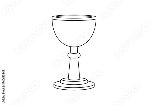 Foto Black outline drawing of a stemmed goblet or chalice against a white background