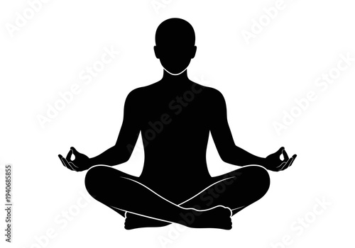 Black silhouette of a figure in a crosslegged meditation pose