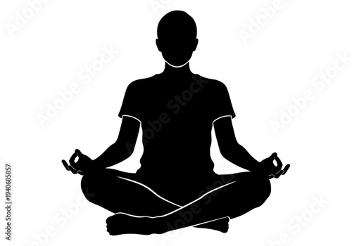 Black silhouette of a person meditating in a crosslegged position