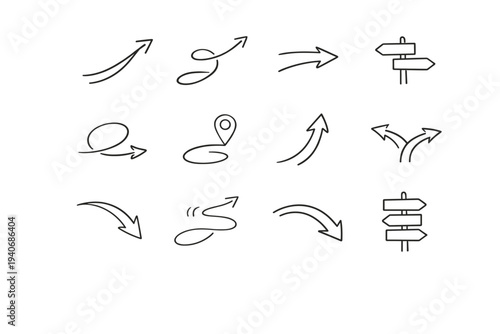 Relaxed vector icons direction line airy caring icon friendly artisan sweep cue