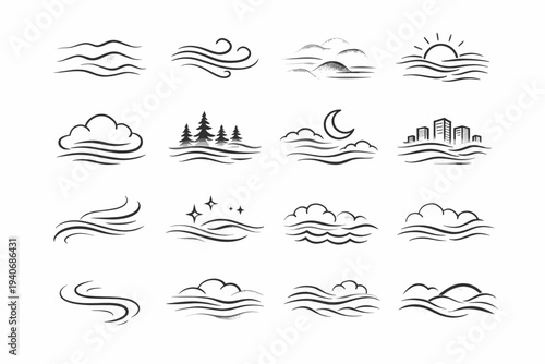 Arc uneven icon vector flow grain simple smooth thickness image friction ripple