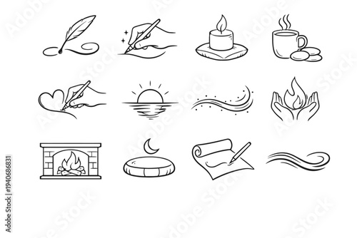 Reflective natural icon vector icons gentle glow warm inkgesture arc steady focused