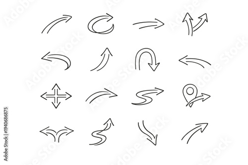 Arrow guide relaxed kind wayfinding vector mark friendly image generation airy icon