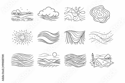 Line image simple field map vector ambient scatter generation natural porous environment