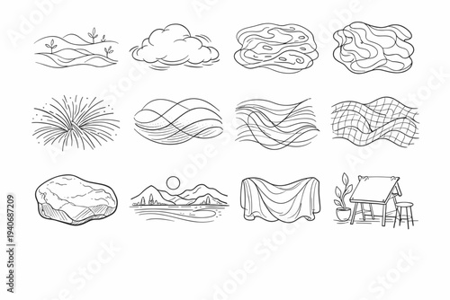 Image fabric icon generation landscape vector environment form simple veil outline scatter