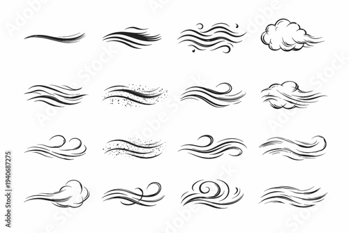 Simple image generation stroke density wobble breath subtle vapor icon inhale vector