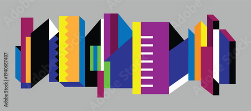  City modern architecture houses abstract graphic illustration
