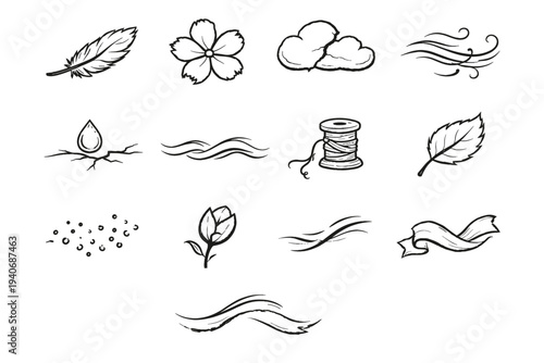 Icon flawed thread line generation stroke vector trace airy waveline arc simple