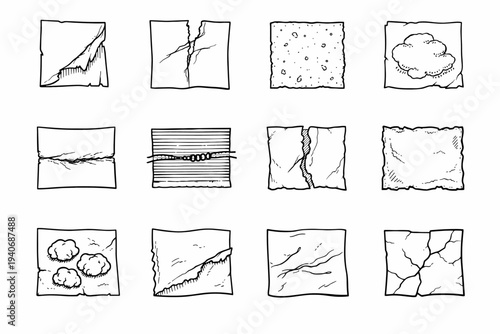 Pulp clump break simple vector veil rip fibrous icon image fiber generation