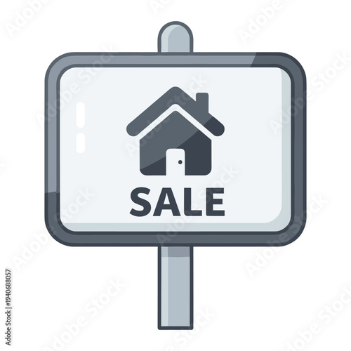 House for sale sign real estate billboard with property symbol on white background