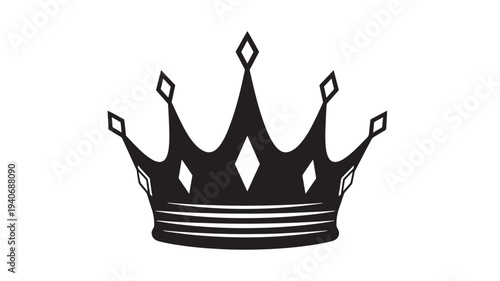 Crown icon with points and diamond shapes, stylized for royal representation, isolated on white background.