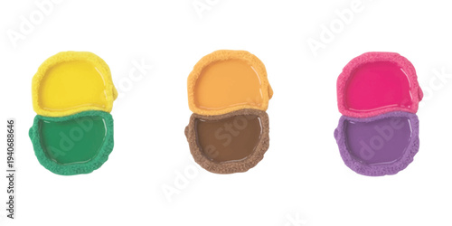 Abstract colorful textured split shapes set sand or sponge texture elements vector illustration