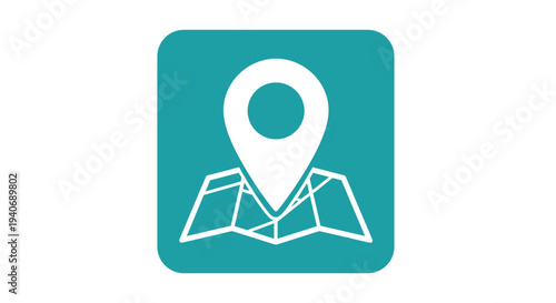 Map Pin Location Marker Icon on Teal Rounded Square