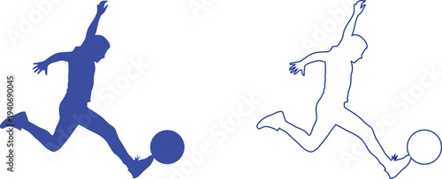 Dynamic basketball player illustrations in blue and monochrome