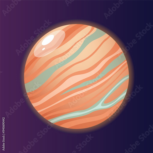 Jupiter planet of the Solar system, icon for astronomy science