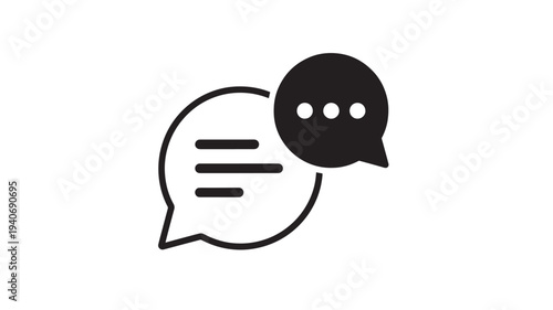 Speech bubble icon with three dots indicating ongoing conversation and lines showing typed text communication