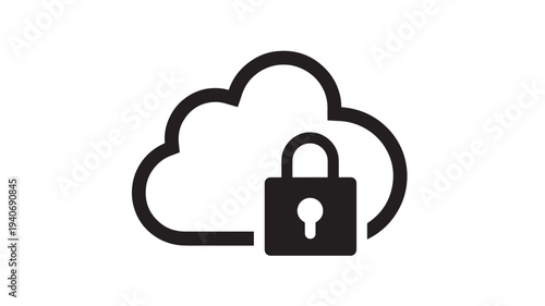 Cloud with a padlock icon symbolizing secure data storage and protection against unauthorized access to cloud services.