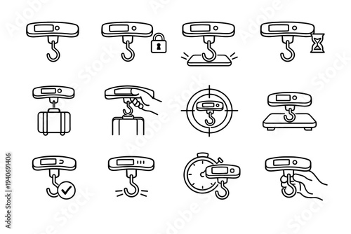 Icon appearance tidy digital vector travel refined silhouette scale delayed luggage accurate