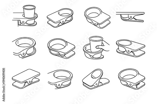 Clean tool tidy drink vector icon ergonomic holder handling edges clip neat