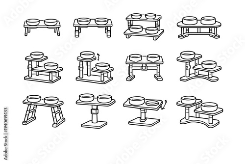 Vector outline feeding station accommodation adaptability silhouette icon icons legs pet