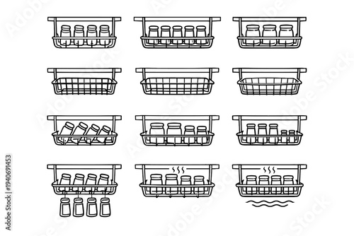 Holder storage spice icon tidy proportions modern vector grid rack clean design